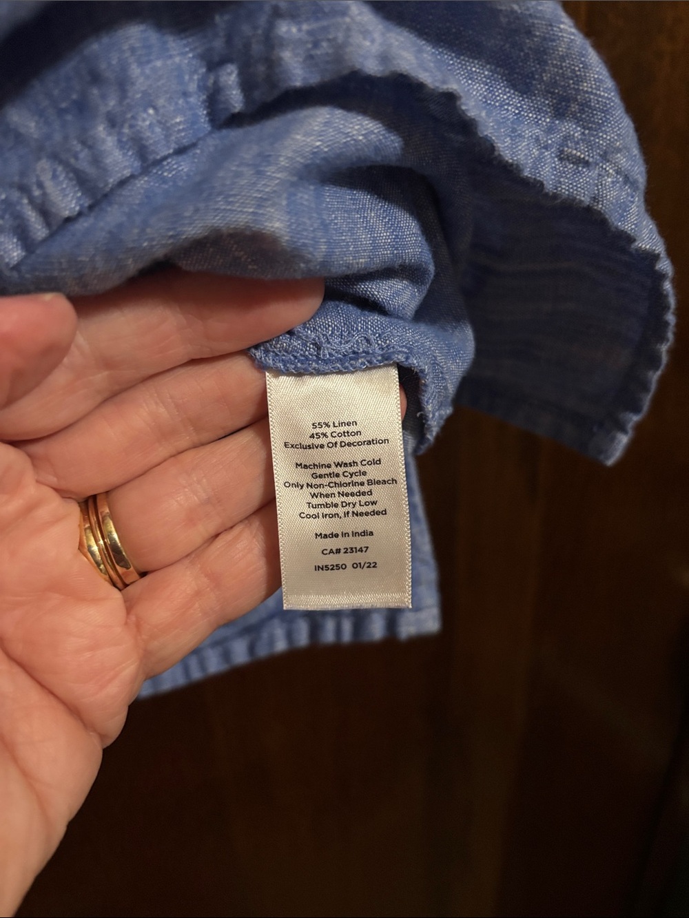 Talbots Chambray Blue Tropical Embroidered Split-Neck Tunic - Picture 3 of 6